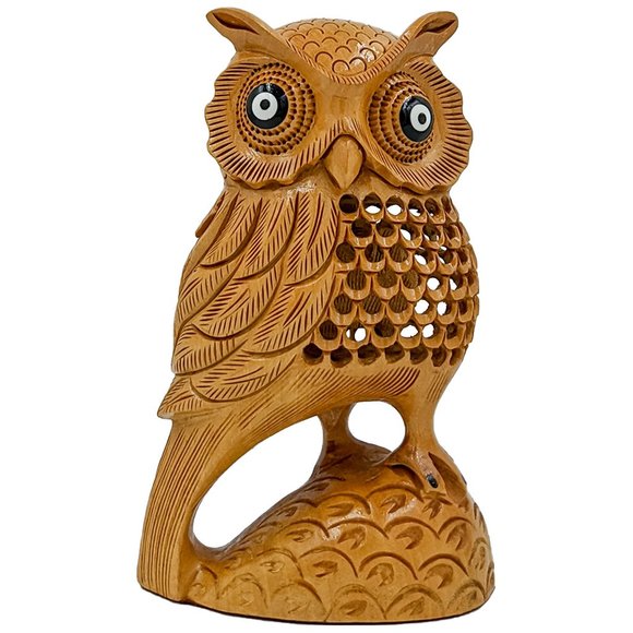Wooden Handmade Carved Owl Statue (6inch) - Picture 1 of 4
